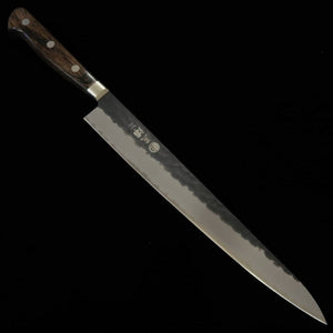 MIURA Sujihiki Aogami Super Hammered Black Finish Dark Brown Handle (240mm) 