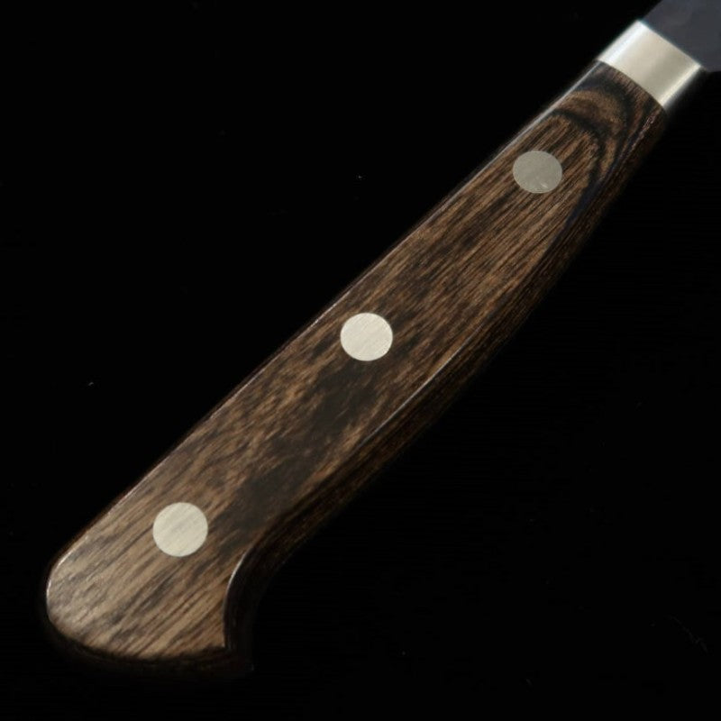MIURA Sujihiki Aogami Super Acabamento Martelado Preto Cabo Marrom Escuro (240mm)