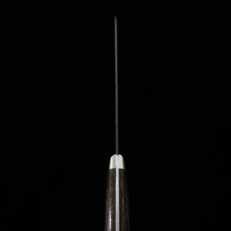 MIURA Sujihiki Aogami Super Acabamento Martelado Preto Cabo Marrom Escuro (240mm)