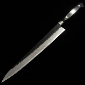 三浦 MIURA 筋引 青紙スーパー 鎚目 黒打ち 黒合板柄 (240mm)