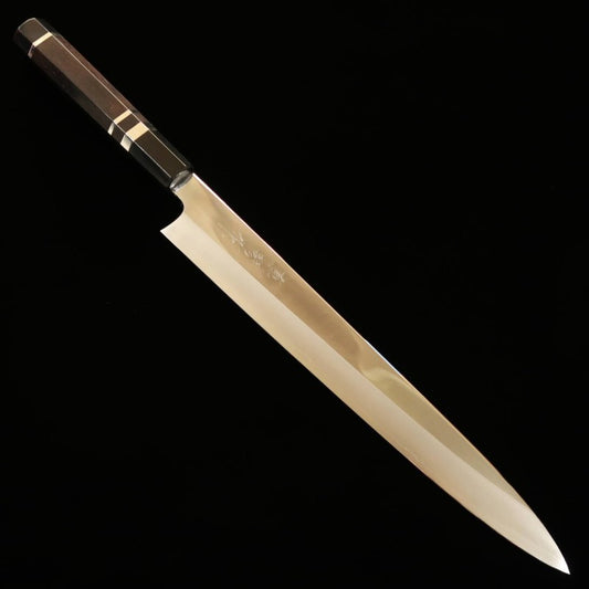 Sujihiki TADOKORO HAMONO Makoto Mirror Finish Ginsan Steel Ebony Silver Wrap Handle (270mm) 