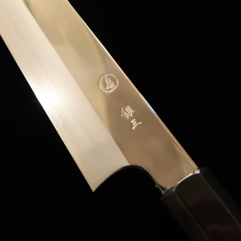 Sujihiki TADOKORO HAMONO Makoto Mirror Finish Ginsan Steel Ebony Silver Wrap Handle (270mm) 
