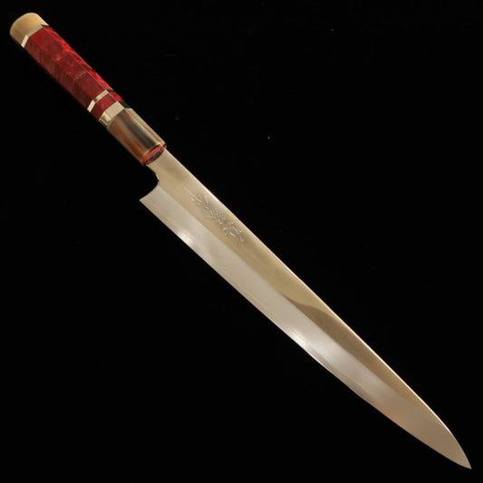 Sujihiki TADOKORO HAMONO Makoto Mirror Finish Ginsan Steel with Stabilized Wood Handle (240mm) 