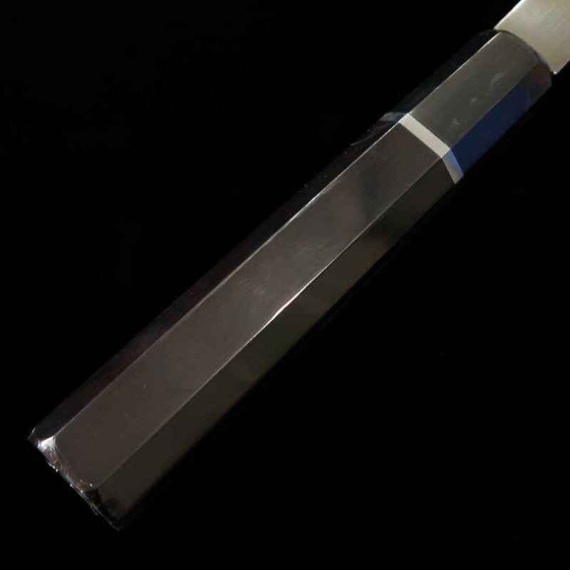 zzz 酔心 SUISIN Honyaki Mizumoto Sujihiki por Miwa Ikeda Aço branco Nº 1 Cabo de ébano com revestimento prateado Bainha de magnólia (240mm)