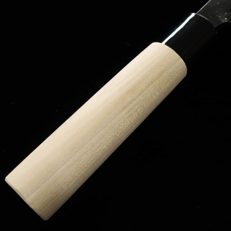 MIURA Wide Nakiri (Mochi-kiri) Shirogami No. 2 Kurouchi Magnolia Handle with ategi (185mm) 