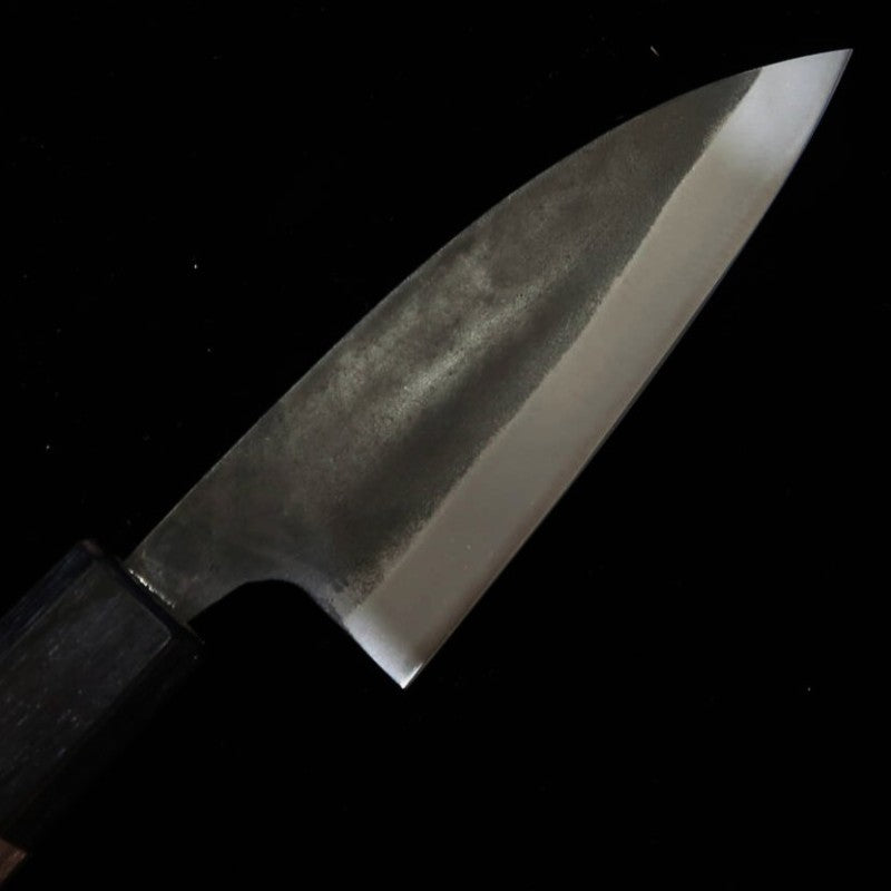 三浦 MIURA 幅広ペティ 青紙二号 黒打ち 胡桃柄 (105mm)