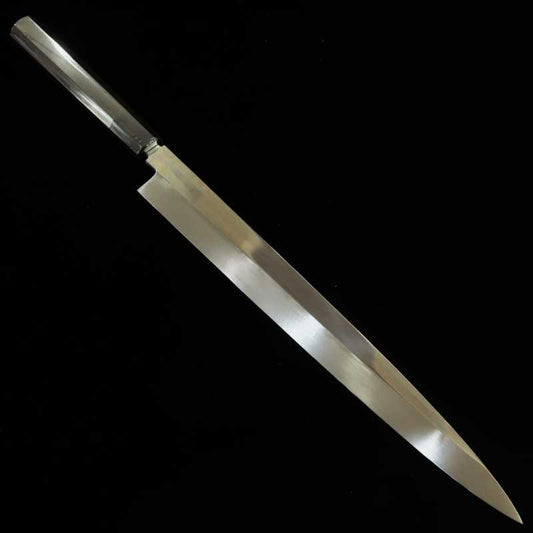 Yanagiba SUISIN Mizu Honyaki Shirogami No.2 acabamento espelhado, cabo octogonal em ébano Forjado por Ikeda (330mm)