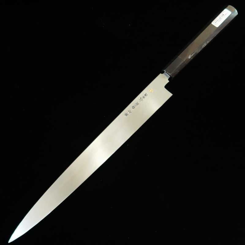 酔心 SUISIN 池田美和作 白紙二号 水本焼 柳刃 平鏡面 黒檀八角柄  (330mm)