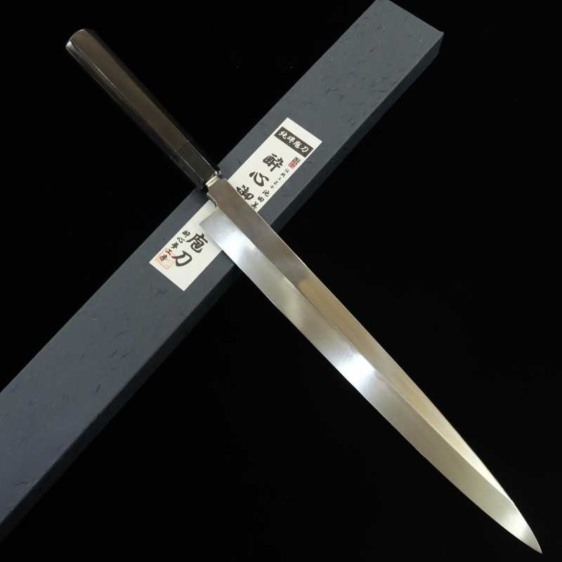 酔心 SUISIN 池田美和作 白紙二号 水本焼 柳刃 平鏡面 黒檀八角柄  (330mm)