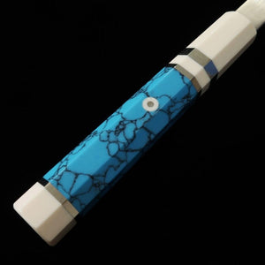 Yanagiba MIURA Obidama VG10 acabamento espelhado cabo turquesa personalizado (300mm)