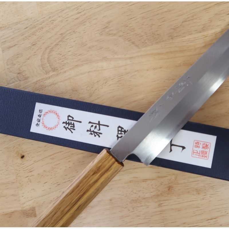 MIURA KNIVES Gokujō Yanagiba Shirogami n.º 2 Mango octogonal de roble lacado (210-300 mm)