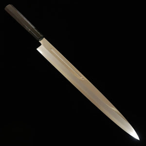 MIURA, Yanagiba, Acier Gin n°3, avec rainure pour l'écoulement du sang, Manche en ébène, Fourreau en magnolia (330 mm)