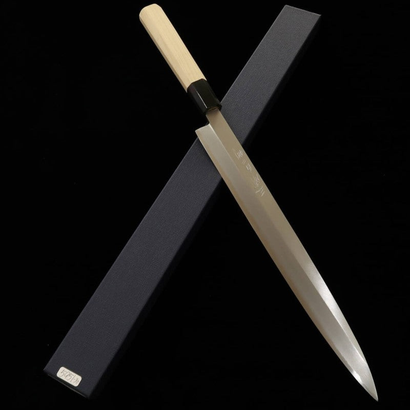 Yanagiba MIURA Shirogami No. 2 Acabamento Kasumi Cabo octogonal Magnólia (270/300mm)