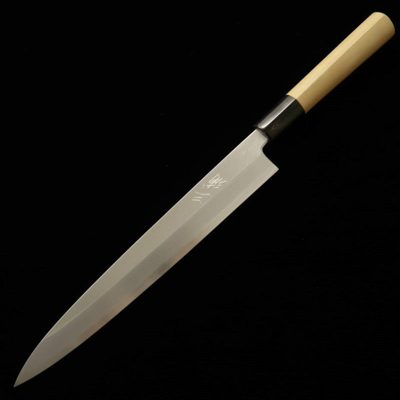 MIURA Supérieur, Yanagiba, Acier Shirogami No.2, Finition Kasumi, Manche en forme de châtaigne pour gaucher (240/300 mm)