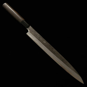 MIWA Yanagiba Acier Shirogami n°1 Finition Kuro-uchi Manche en châtaignier brûlé (240 mm)