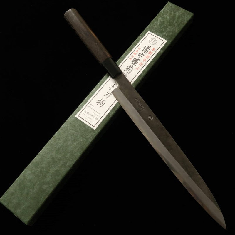 Yanagiba MIWA Shirogami nº 1 cabo Acabamento Kurouchi (240mm)