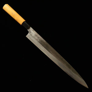 Miwa Yanagiba acier blanc n°1, finition noire, manche en orme (270 mm)