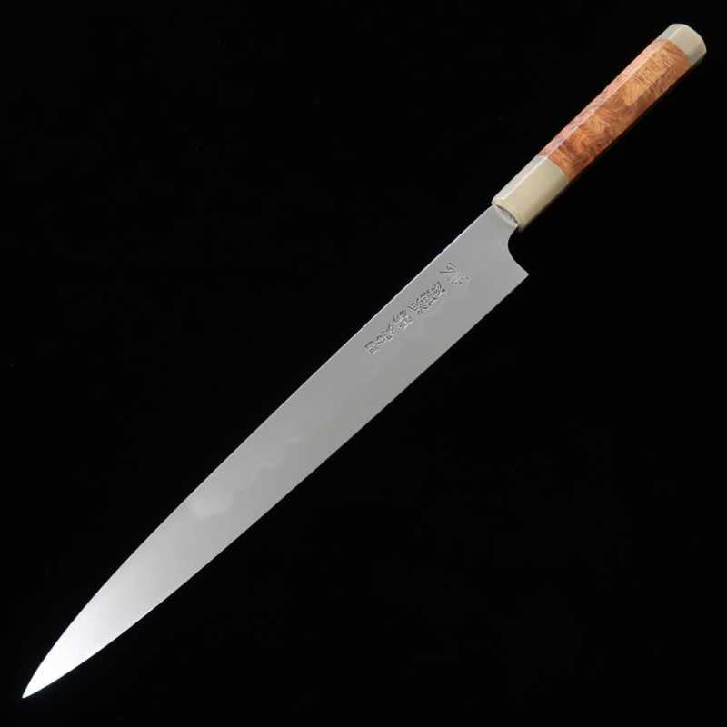 水野鍛練所 MIZUNO 源昭忠 青二鋼本焼DX 柳刃包丁 花梨柄 朴鞘付き (300mm)