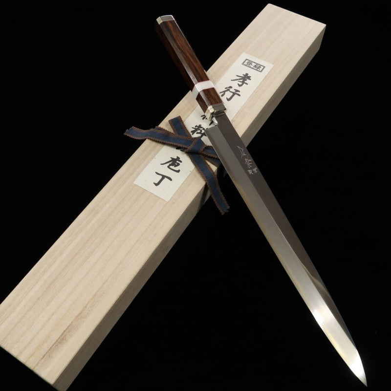 SAKAI TAKAYUKI Shiden Series Yanagiba Knife, Ginsan, Ironwood Handle (300mm)
