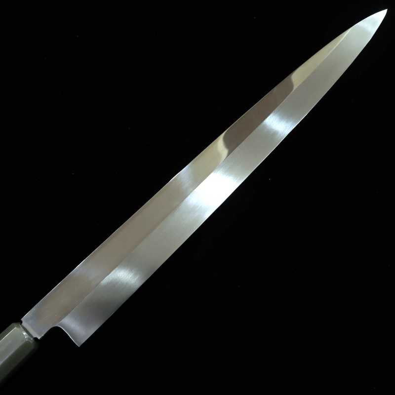 Yanagiba SUISIN by Miwa Ikeda, Blue no.2 Steel, Mirror Finish, Ebony Octagonal Handle (330mm)