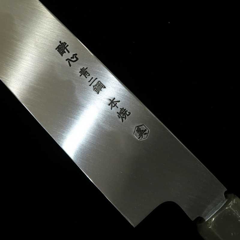 Yanagiba SUISIN by Miwa Ikeda, Blue no.2 Steel, Mirror Finish, Ebony Octagonal Handle (330mm)