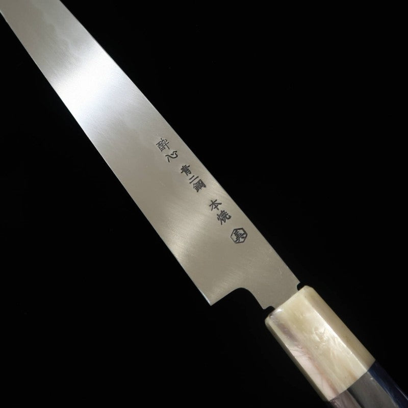 Yanagiba SUISIN obra de Ikeda Yoshikazu, Aogami no.2, mango de Ébano con funda de magnolia (270mm)