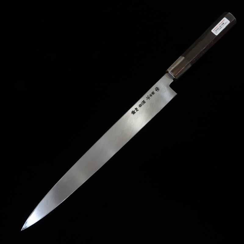 SUISIN Yanagiba by Yoshikazu Ikeda Shirogami No. 2 Mizuhonyaki Mirror finish Ebony handle (300mm)