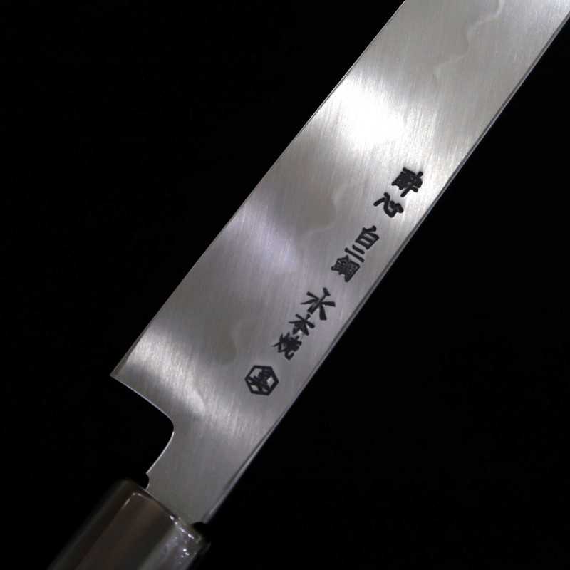 SUISIN Yanagiba by Yoshikazu Ikeda Shirogami No. 2 Mizuhonyaki Mirror finish Ebony handle (300mm)