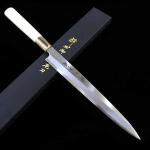 酔心 SUISIN Yanagiba Aço branco Nº 2 Cabo magnólia estilo castanha (240-360mm)