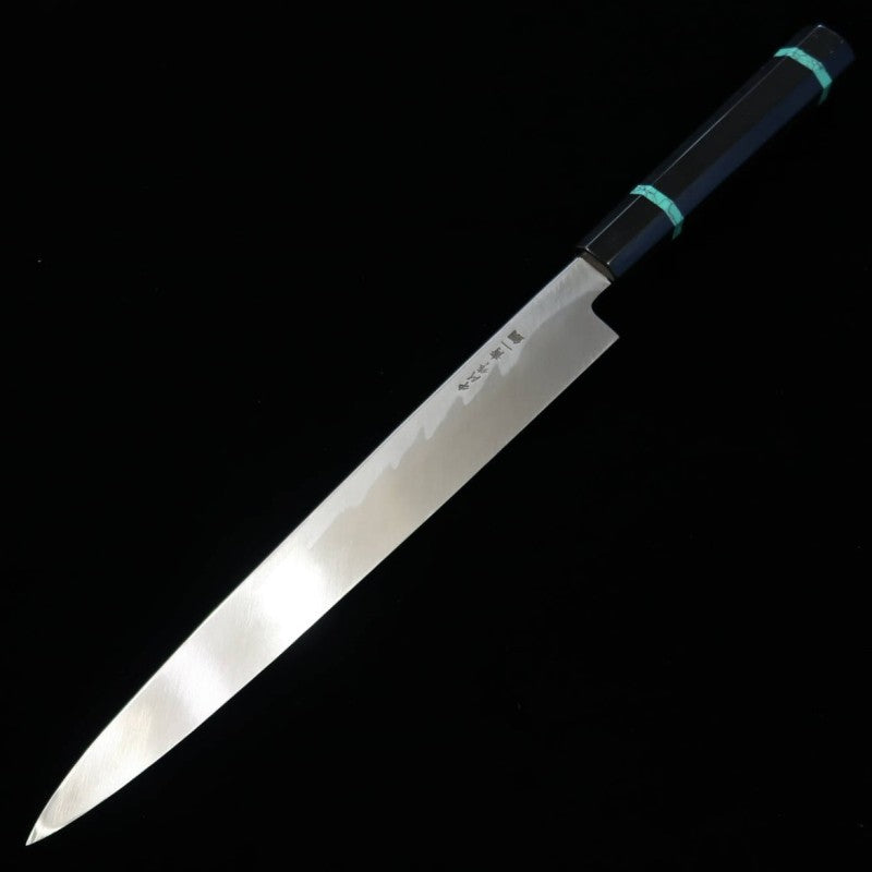 堺菊守 SAKAI KIKUMORI 中川 悟志作 柳刃　- 煉 -　青紙一号  ターコイズハンドル (270/300mm)