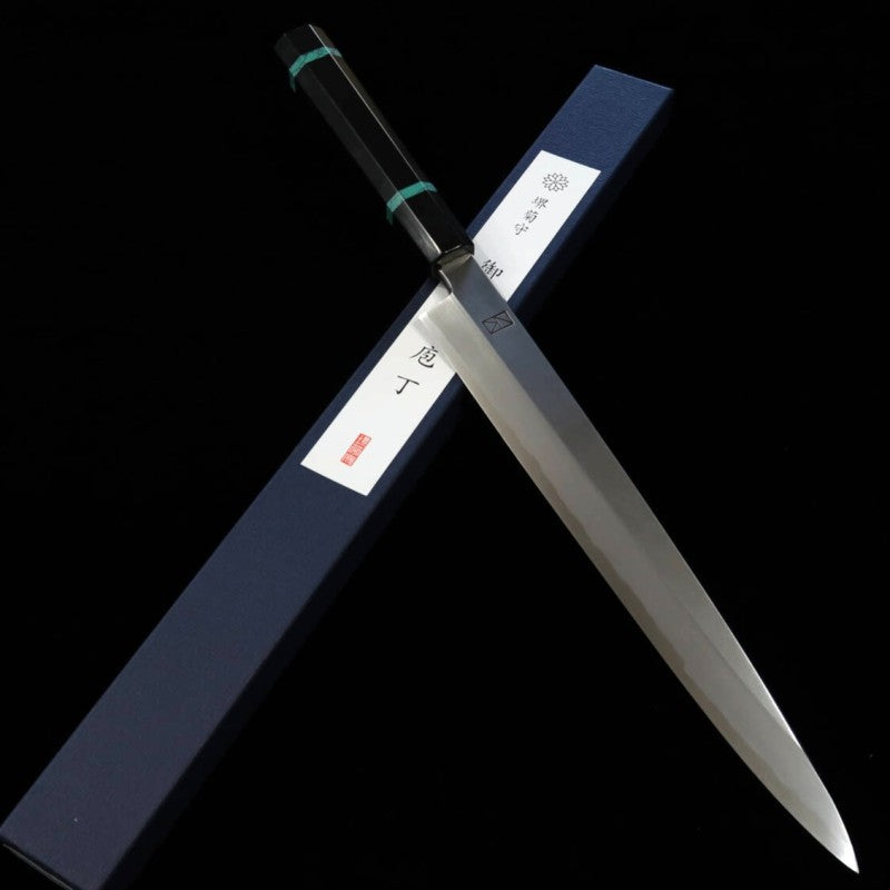 堺菊守 SAKAI KIKUMORI 中川 悟志作 柳刃　- 煉 -　青紙一号  ターコイズハンドル (270/300mm)