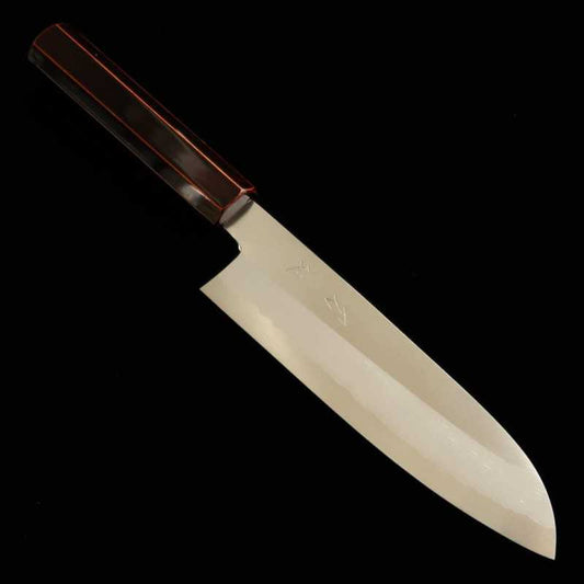 刃道 HADO 銀紙三号 三徳 木地呂塗り桜八角柄 （180mm）