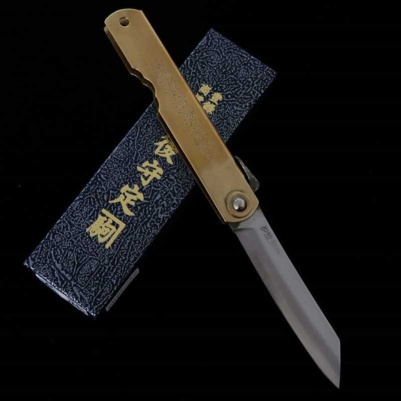 永尾かね駒製作所KANEKOMA 肥後守【四神シリーズ】青鋼割込 真鍮柄  玄武 (72/90mm)