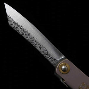 Japanese Folding knife HIGONOKAMI VG10 Hammered Leather Handle Gray (72mm)