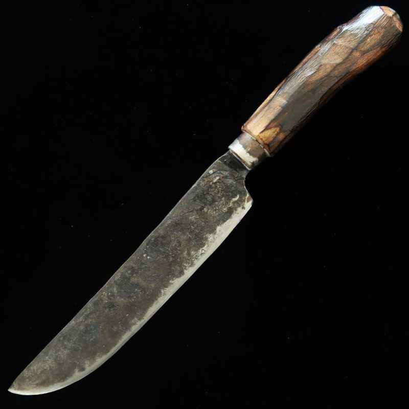 Taller de forja Kaniman - Shima-hō (doble filo delgado) Hoja blanca nº2 Mango de madera negra quemada (200 mm)