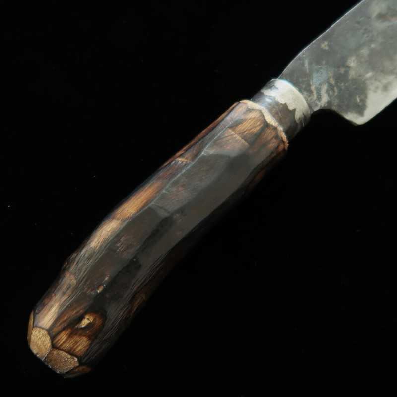 Taller de forja Kaniman - Shima-hō (doble filo delgado) Hoja blanca nº2 Mango de madera negra quemada (200 mm)