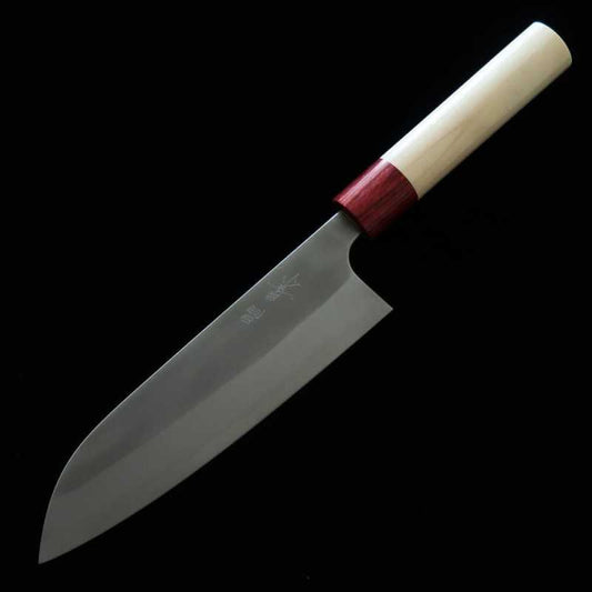 MASAKAGE Inox, noyau acier blanc n°2, modèle Yuki Santoku, manche en magnolia (170 mm)