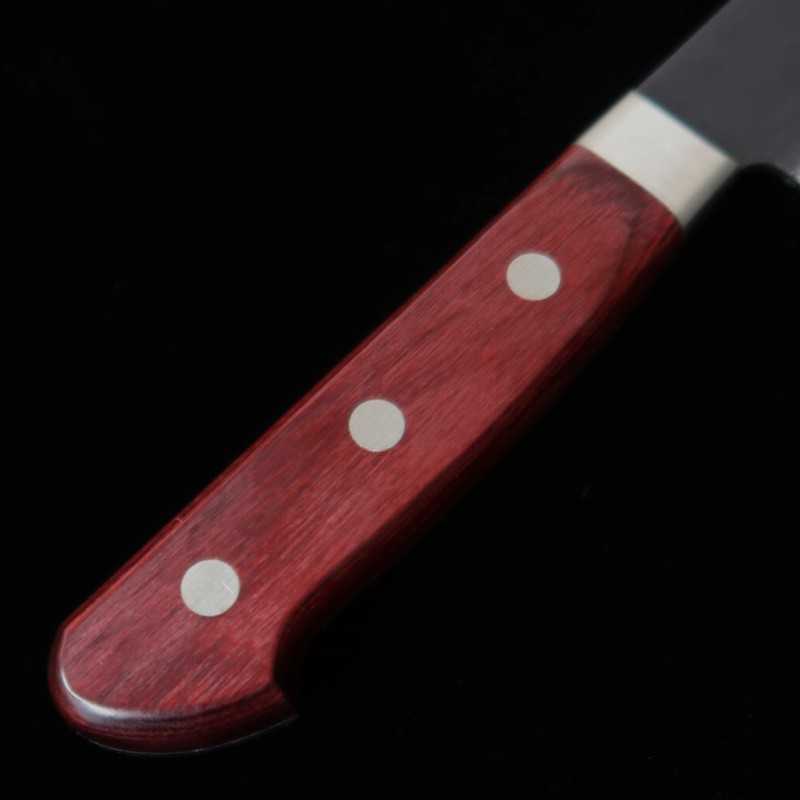 三浦 MIURA 青紙スーパー 三徳 黒打ち槌梨地 赤合板 (180mm)