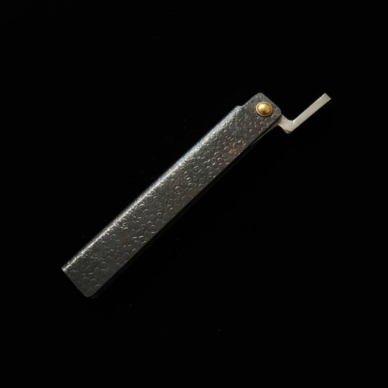 Obra de Tomita Cuchillo Higo hoja de hierro forjado extra grande tipo espada martillada acabado negro con caja de kiri y bolsa de almacenamiento (95 mm)