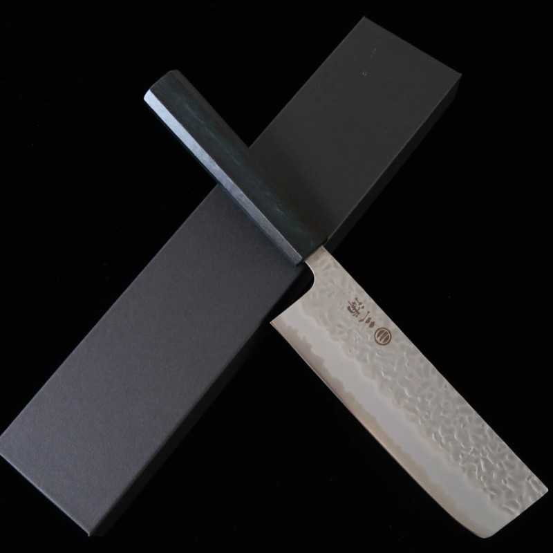 Nakiri MIURA Shirogami nº 1 martelada em aço inox com cabo octogonal índigo (165mm)