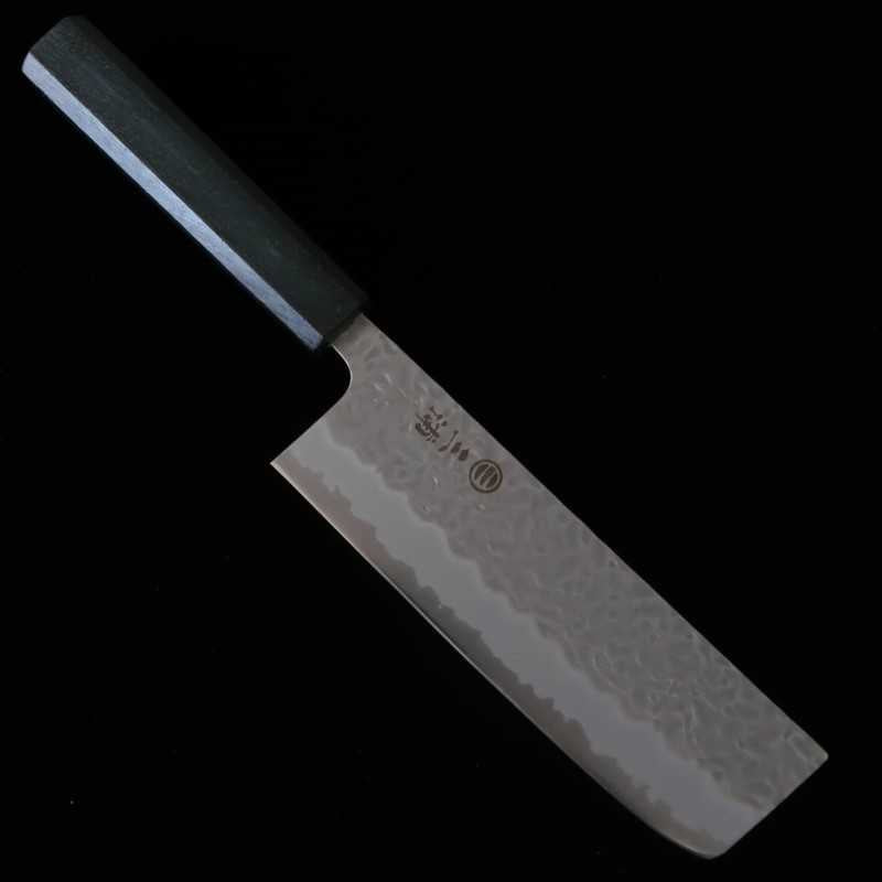 Nakiri MIURA Shirogami nº 1 martelada em aço inox com cabo octogonal índigo (165mm)
