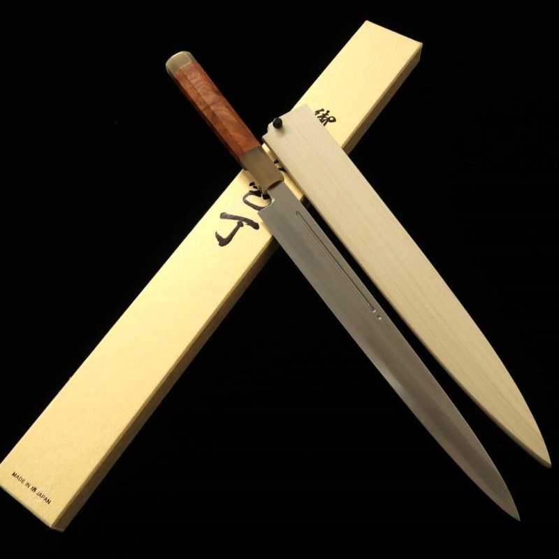 Yanagiba MIURA Inox Ginsan com linha Chinagashi bainha Magnolia (300mm)