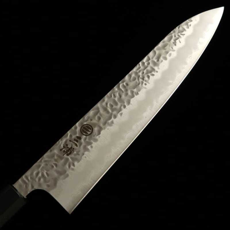 MIURA Miura Gyuto Shirogami #1, acabado martillado, mango octogonal de magnolia y cuerno de búfalo (240 mm)