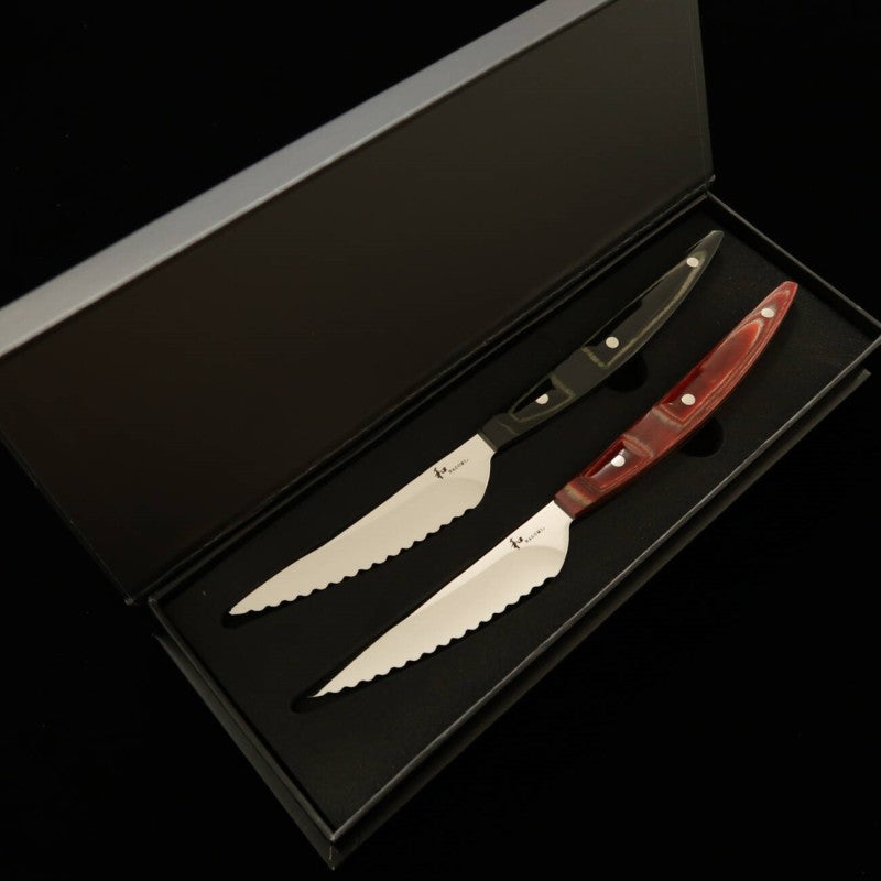 Steak knife NAGOMI with special reinforced handle (black & red) 80mm