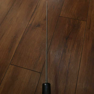 NIGARA Yanagiba pointe arrondie, acier blanc #1, trempe intégrale, manche ébène cerclé d'argent (300mm)