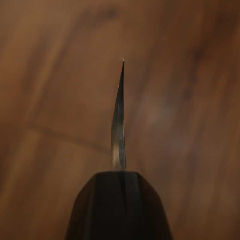 NIGARA Yanagiba pointe arrondie, acier blanc #1, trempe intégrale, manche ébène cerclé d'argent (300mm)