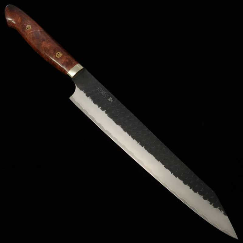 NIGARA Kiritsuke Sujihiki SG2 Black Hammered Karin Custom Handle (255mm)