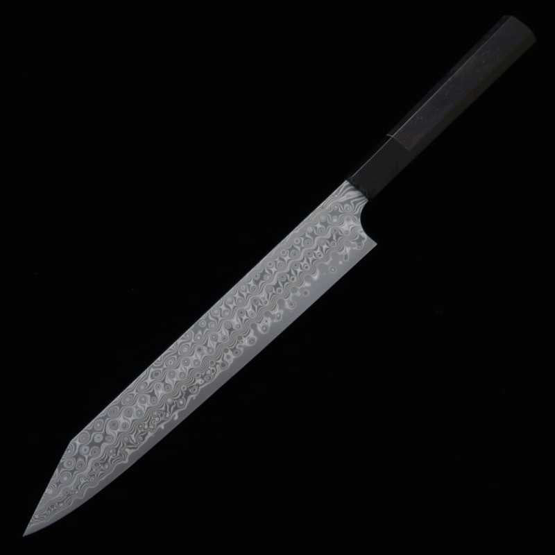  Sujihiki NIGARA SG2 Black damasco cabo de ébano com chifre de Buffalo (255mm)