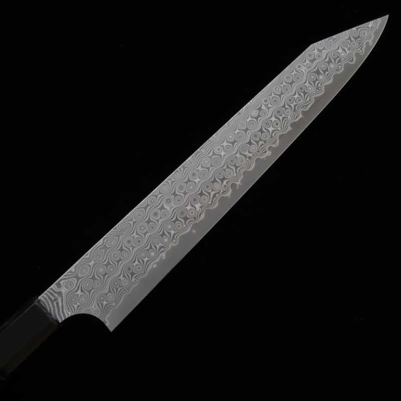  Sujihiki NIGARA SG2 Black damasco cabo de ébano com chifre de Buffalo (255mm)