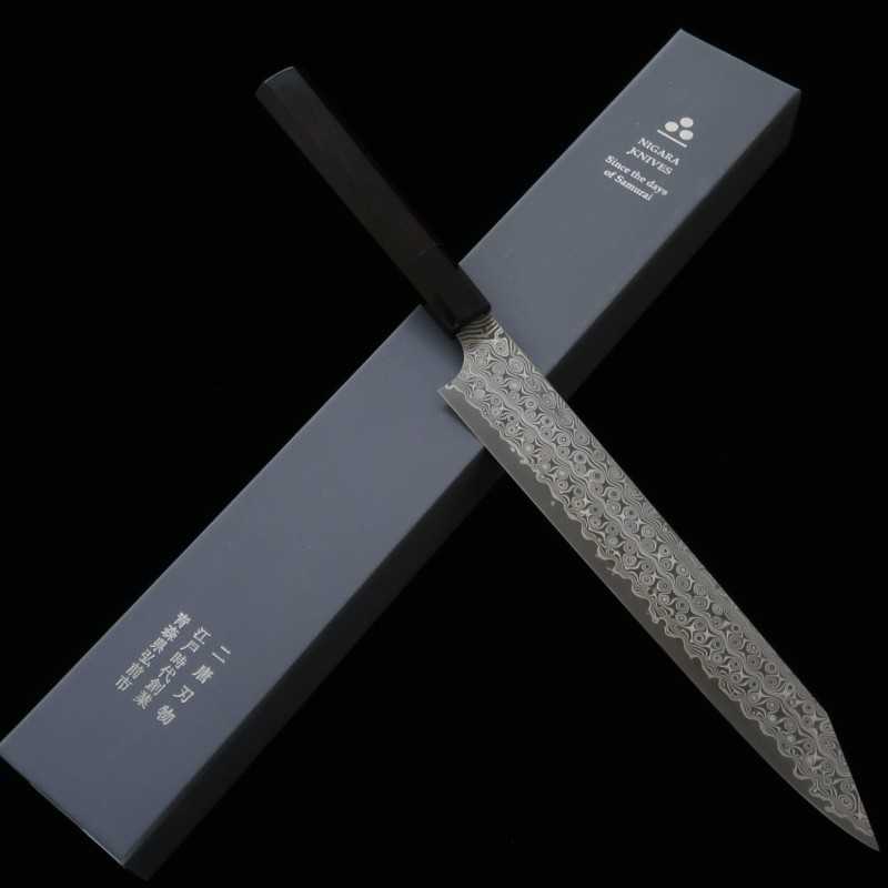 NIGARA Kiritsuke Sujihiki SG2 Anmon Ebony Handle (255mm)